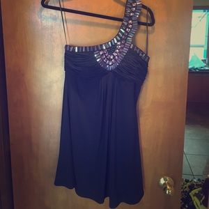 Beautiful beaded/sequin purple mini dress.
